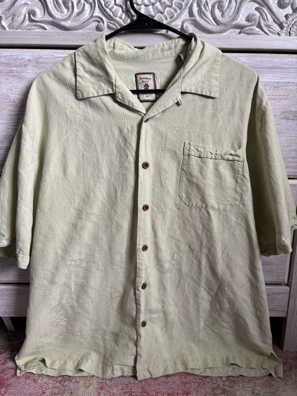Jamaica Jaxx Light Green Short Sleeve Button-Up Camp Shirt